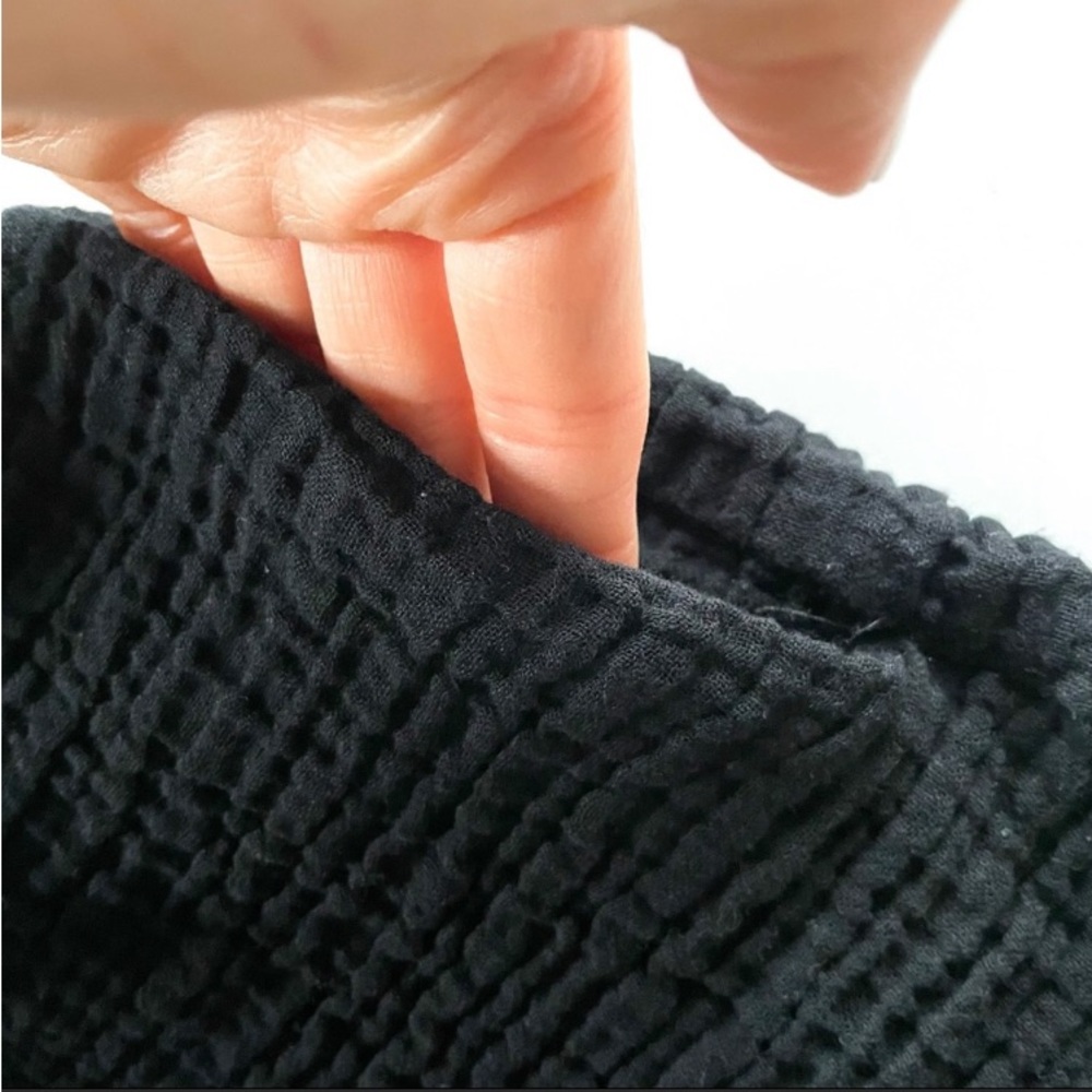 Zara crinkled cotton shorts color black size S - Picture 3 of 5